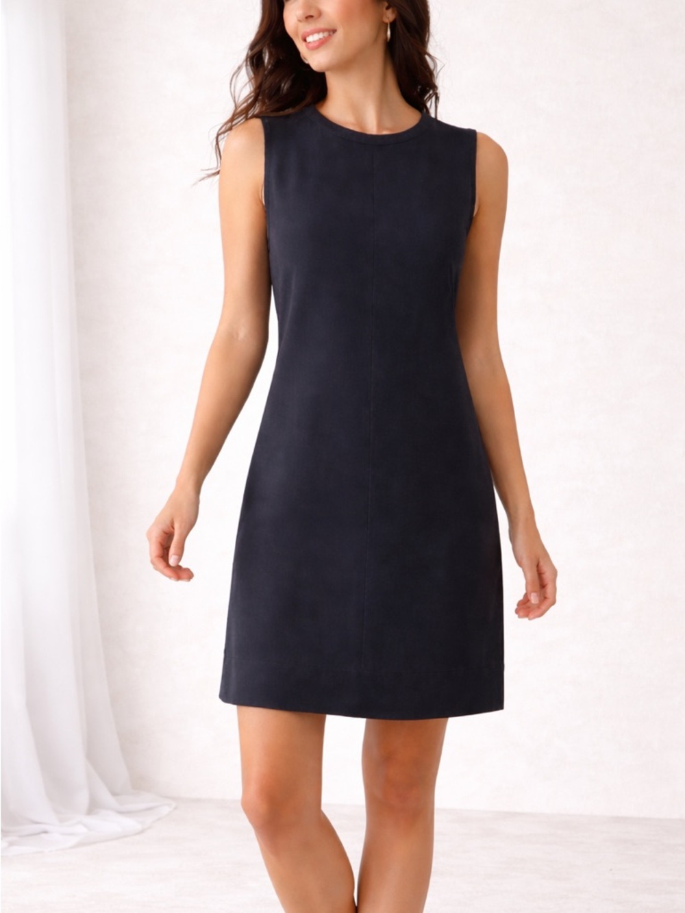 Vince 100% Silk Sleeveless Shift Dress Charcoal Minimalist Size S